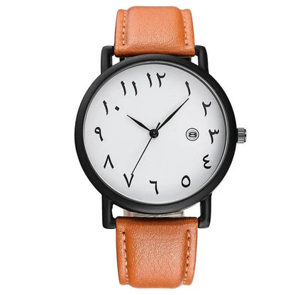 Men's 2025 Simple Sports Watch with Arabic Numerals, Analog Quartz Movement, Leather Strap, Casual Watch, Relogios Masculino, Parallel Import