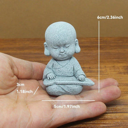 石仏像 小さな僧侶 チベット仏教フィギュア 禅ガーデン ヨガオーナメント 瞑想 ホームアクアリウム装飾  並行輸入品