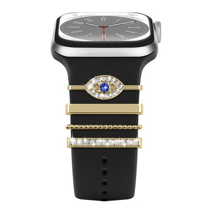 Diamond Jewelry-Embossed Band for Apple Watch Ultra 2, 9, 8, and 7, Compatible with Samsung and Huawei, 20/22mm Bracelet Strap, Band Color: ; Ships from: Parallel Import