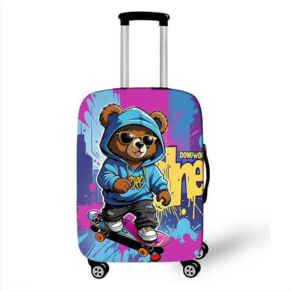 グラフィティ 女性向けクマ人形デザイン 旅行用スーツケースカバー 男女兼用 防塵 伸縮性 トロリーケースカバー サイズ： 並行輸入品