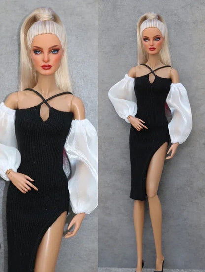 1/6 Doll Clothes Set / New Long Sleeve Knit Coat Dress with Socks and Shoes / 30cm Xinyi FR ST Blythe BB Doll Accessories Color: ; Size: Doll Not Included Parallel Import