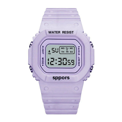 YIKAZE Sports Watch, Unisex, Student-Friendly, LED Electronic Watch, Colorful Square Shape, Waterproof, Rubber Strap, Parallel Import