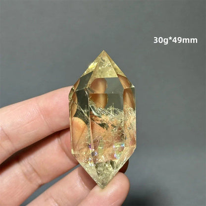 Natural Clear Citrine Double Tip Energy Bar, Reiki Healing Crystal Point, Garden Home Decor, Meditation, Spiritual Color, Parallel Import