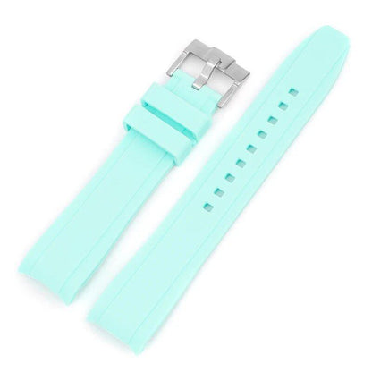 18mm, 19mm, 20mm, 21mm, 22mm Curved End Silicone Rubber Waterproof Universal Strap for Omega Moonwatch Bracelet, Band Color: mm, Parallel Import
