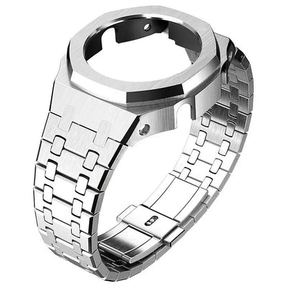 Casio Gen4 Metal Bezel Modification Kit for GA2100 with Stainless Steel Strap and Rubber Watch Case, Compatible with GEN4 GA2100/2110, Band Color: Parallel Import