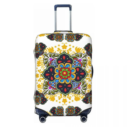 カスタムカラフルフローラルメキシカンフラワー スーツケースカバー エラスティック トラベル 荷物保護カバー 18-32インチ対応 サイズ： 並行輸入品