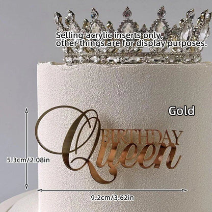Set of 1, 3, or 5 Acrylic Birthday Queen Gold Cake Topper for Happy Birthday Party Side Cake Decorations. Size: Parallel Import.