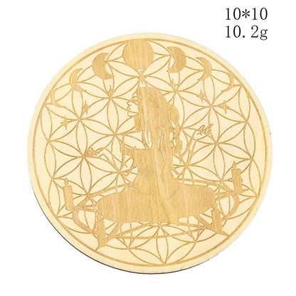 10cm Wooden Tree of Life Jewelry Display Tray with Quartz Crystal Wall Decor, Metatron's Cube, Star of David, Chakra, and Meditation Accessory (Imported)