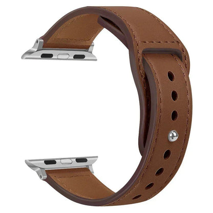 Leather Band for Apple Watch - Ultra 49mm/46mm, 44mm/40mm, 38mm/42mm, Sport Bracelet for iWatch Series 10/9/8/7/SE/6/5/3, 41mm/45mm Models, Band Color: Parallel Import