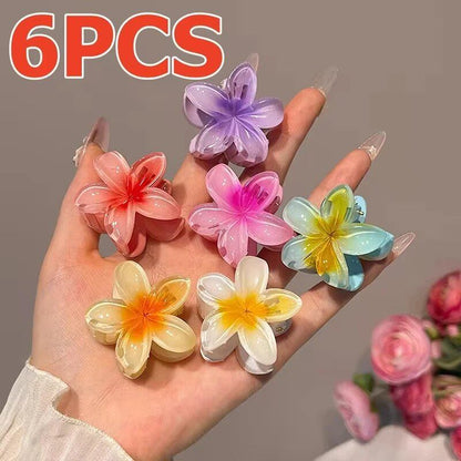 1/6 Hawaiian Gradient Hair Clips, Flower Hair Claws, Small Hair Accessories, Hairpins, Crab Barrettes, Women's, Parallel Import