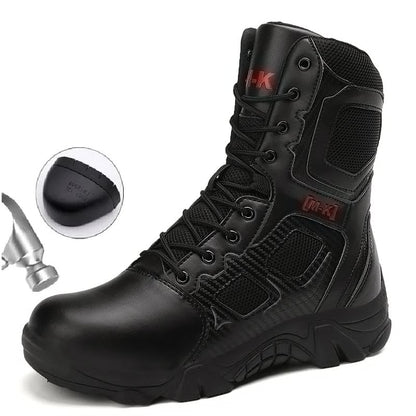 Men's Steel-Toe Safety Work Boots, Impact Resistant, Size 47, Color: Parallel Import