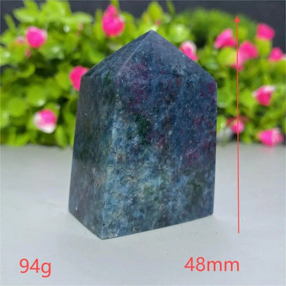 天然水晶 レッドグリーンサファイア 四角柱タワー 鉱物標本 スピリチュアル 瞑想 魔術 ギフトストーン  並行輸入品