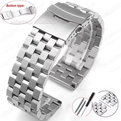 High-quality, full-solid stainless steel watch band, available in sizes 18mm, 20mm, 22mm, 24mm, and 26mm. Includes flat interface, includes tools, and is a metal watch band. Band Color: mm. Parallel import.