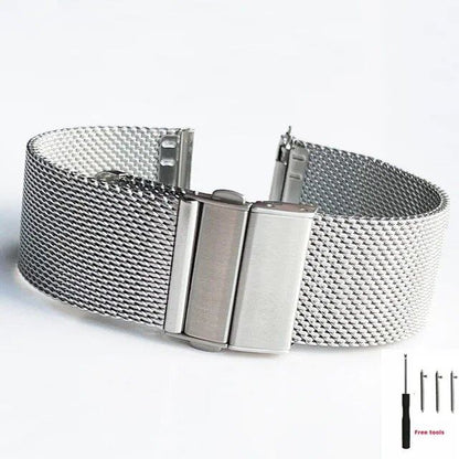 16mm, 18mm, 20mm, 22mm Quick Release Milanese Loop Mesh Watch Band with Stainless Steel Metal Folding Buckle, Wrist Strap, Accessories, Band Color: mm, Parallel Import