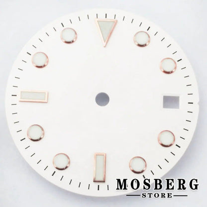 28.5mm White Luminous Dial with Hands (Compatible with NH35/NH36/ETA 2824/2836/Miyota 8215/8205/DG2813/3804) Parallel Import