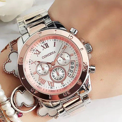 Luxury top brand women's watch, simple stainless steel, stylish, elegant quartz watch for women, parallel import