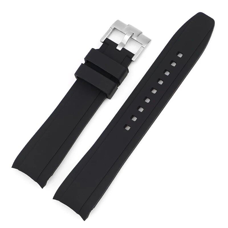 18mm, 19mm, 20mm, 21mm, 22mm Curved End Silicone Rubber Waterproof Universal Strap for Omega Moonwatch Bracelet, Band Color: mm, Parallel Import
