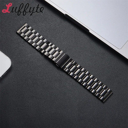 Stainless Steel Watch Band with Butterfly Buckle, 20/22mm Strap, Men's and Women's, Silver and Black, Solid Metal Watch Band, Accessories, Band Color: mm, Parallel Import