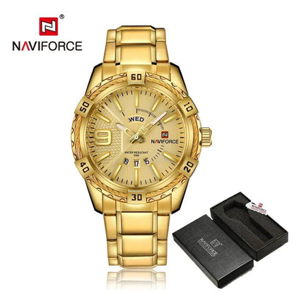 NAVIFORCE Luxury Men's Watch, Original Fashion Quartz Movement, Classic Watch, Waterproof, Business Style, Steel Strap, Color: Parallel Import