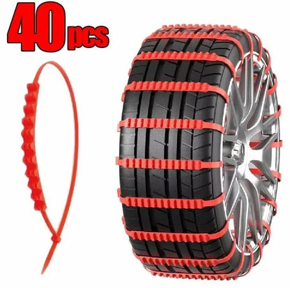 Pack of 10/20/40 Anti-Slip Snow Chains for Cars, Winter Tire Chains for Outdoor Use, Emergency Use, Anti-Slip Auto Accessories, Parallel Import