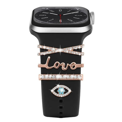 Diamond Jewelry-Embossed Band for Apple Watch Ultra 2, 9, 8, and 7, Compatible with Samsung and Huawei, 20/22mm Bracelet Strap, Band Color: ; Ships from: Parallel Import