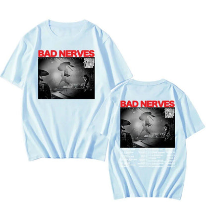 BAD NERVES "Still Nervous Tour 2025" T-Shirt, Spiritual Crump, Hip Hop, Unisex, Streetwear, Grunge, Fashion, Graphic T-Shirt, Men's Apparel, Size: Parallel Import