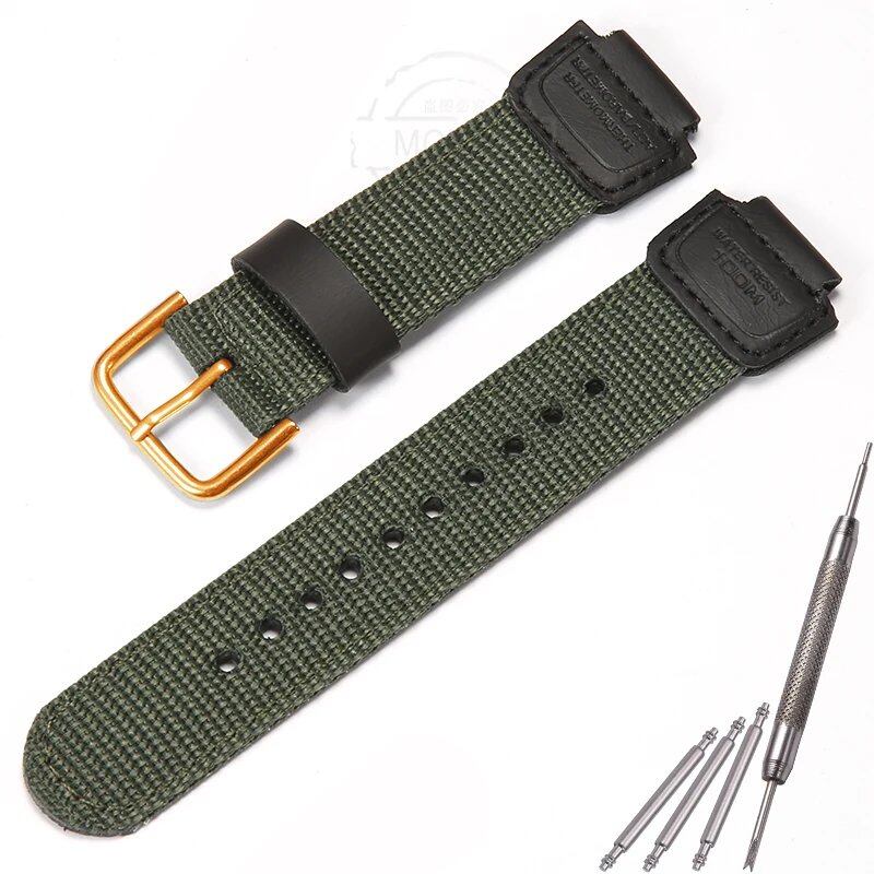 16mm Nylon Leather Strap for Casio DW5600, GA110, GA2100, AWG-M100, and GA-700. Men's Outdoor Sports Watch Band. Band Color: 16mm; Band Width: 16mm; Ships from: Parallel Import
