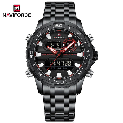 NAVIFORCE ファッションブランド メンズウォッチ ブラックゴールド クォーツ時計 スポーツ防水 ステンレスストラップ モデルNF9234  並行輸入品