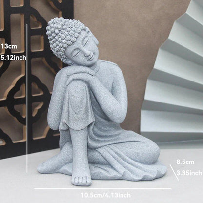仏像ストーン彫刻 小さな僧侶 チベット仏教フィギュア 禅ガーデンオーナメント 瞑想 ホームアクアリウム装飾  並行輸入品
