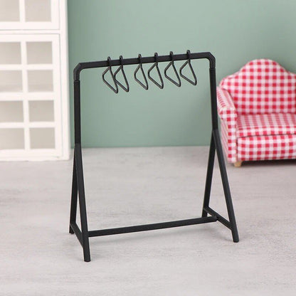1/12 Dollhouse Clothes Rack, Clothing Organizer, and Hanger Set, Miniature Furniture, Dollhouse Accessories, Parallel Import
