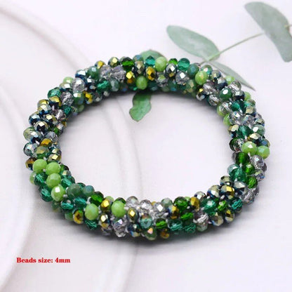 New Hair Accessory: Glass Bead Bracelet &amp; Hair Tie, Elastic Hair Rope, Simple Scrunch, Ponytail Headdress, Women's Bracelet, 18cm Long; Metal Color, Parallel Import