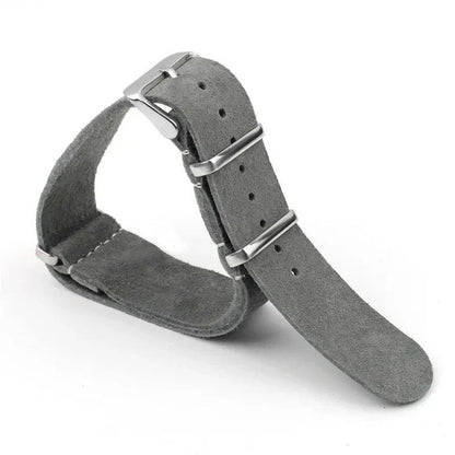 Vintage-inspired soft suede and genuine leather watch band for Seiko, Omega, and Samsung Galaxy Watch 4/5/6/7, 20mm and 22mm sizes. Men's bracelet. Band color: mm. Parallel import.
