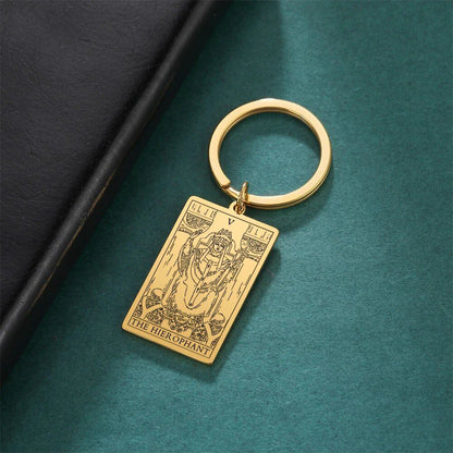 Tarot Card Keychain, Major Arcana Pendant Keyring, Vintage Amulet, Lucky, Stainless Steel, Wiccan Jewelry, Mother's Day Gift, Parallel Import