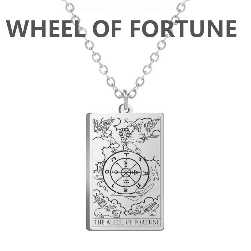 Stainless Steel Classic Tarot Card Pendant Necklace, Major Arcana, Gypsy Tarot, Divination Necklace, Jewelry, Mother's Day Gift, Parallel Import