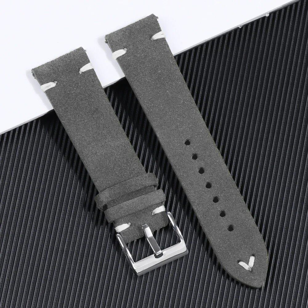 Soft Suede Watch Band, 18mm, 20mm, 22mm Leather Strap, Brown, Blue, Red, Khaki, Replacement Strap, Quick Release, Men's and Women's Bracelet, Band Color: mm, Parallel Import