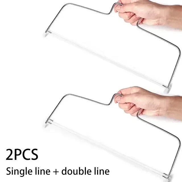 1/2-Piece Adjustable Height Line Cake Cutter/Slicer, Stainless Steel, Cake Decorating Mold, DIY Baking Supplies, Kitchen Cooking Tools, Color: Parallel Import