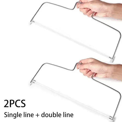 1/2-Piece Adjustable Height Line Cake Cutter/Slicer, Stainless Steel, Cake Decorating Mold, DIY Baking Supplies, Kitchen Cooking Tools, Color: Parallel Import