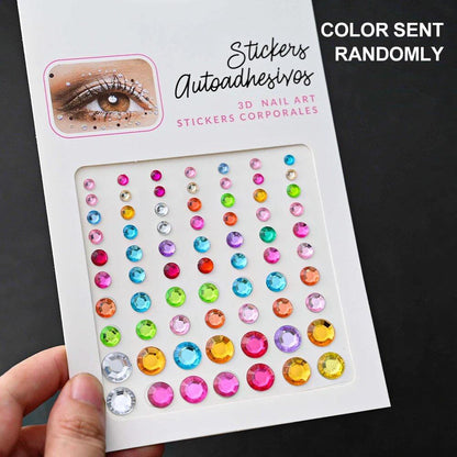 1/5 Random Color Glitter Face Tattoo Stickers for Kids, Sparkly Diamonds, for Costume Parties, Makeup, DIY Tattoo Decals, Parallel Import