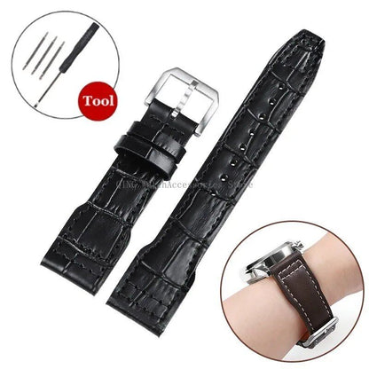IWC Pilot's Mark 327004/377714 Genuine Leather Strap, Cowhide Leather, Smartwatch Wristband with Folding Buckle, Women's/Men's Bracelet, 20/21/22mm Band Color: mm, Parallel Import
