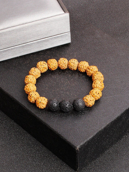 12mm Vajra Bodhi Rudraksha Bracelet with Red Tiger Eye and Aquamarine (Protection, Courage, Calmness, Mental Energy, Harmony) Length: 12mm (Parallel Import)