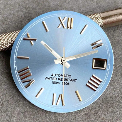 MATELION 29mm Steel Roman Numeral Sunburst Dial with Black, Blue, Gold, or Silver Dial, Compatible with NH35 and NH36 Automatic Diver Men's Watches, Parallel Import