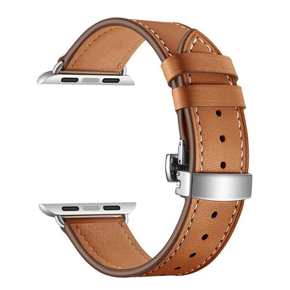Leather Strap for Apple Watch - 38mm, 40mm, 41mm, 42mm, 44mm, 45mm - Series 3/4/5/SE/6/7 Compatible Bracelet Band Color: Parallel Import