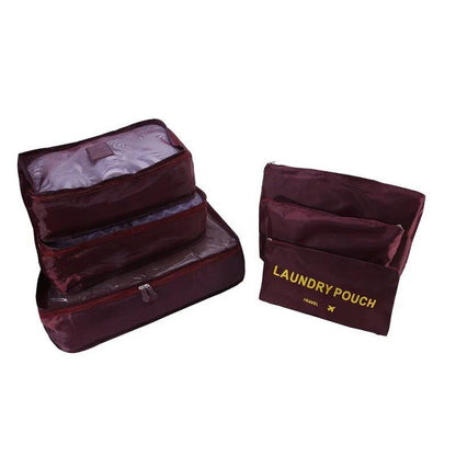 Set of 6 Travel Storage Bags for Clothes, Wardrobe, Suitcase, and Shoe Storage, Packing Cubes, Travel Organization Bags (Parallel Import)