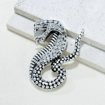 New Vintage Zodiac Snake Brooch, Creative Rhinestone, Animal Brooch Pin for Men and Women, Jewelry, New Year's Gift, Color: 1 Piece; Metal Color: XZ10; Ships from: Parallel Import