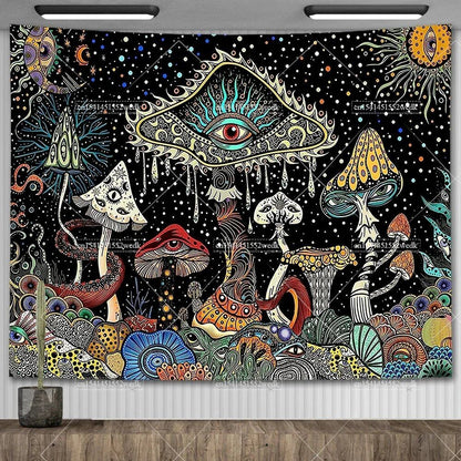 Mushroom Tapestry, Botanical Bohemian Floral, Spiritual Room Decor, Stylish Party Backdrop, Yoga Blanket for Bedroom, Size: Parallel Import