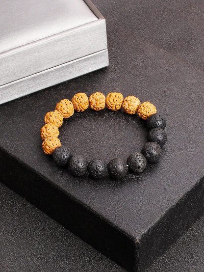 12mm Vajra Bodhi Rudraksha Bracelet with Red Tiger Eye and Aquamarine (Protection, Courage, Calmness, Mental Energy, Harmony) Length: 12mm (Parallel Import)