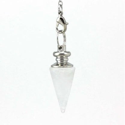 Healing Crystal Stone Cone Pendant - Natural Amethyst &amp; Rose Quartz Spiritual Pendulum for Dowsing &amp; Divination, Metal Color: Parallel Import