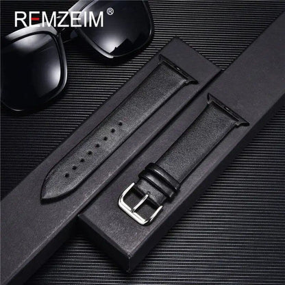 Genuine Leather Watch Strap for Apple Watch 8, 7, 6, SE, 5, 4, 3, 2, 38mm, 40mm, 41mm, 45mm, 44mm, 42mm, Blue, Band Color: mm, Parallel Import
