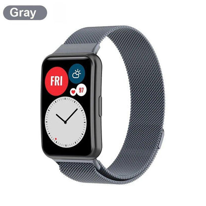 Huawei Watch Fit Metal Band Strap with Case and TPU Screen Protector, Compatible with Huawei Watch Fit 2, Milanese Bracelet, Magnetic Loop Watch Band, Band Color: Parallel Import