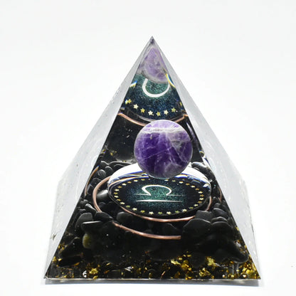 12 Zodiac Signs Orgonite Pyramid, 5cm, Horoscope Healing, Natural Quartz Crystal, Lucky Energy, Chakra, Reiki, Orgonite, Power Stone, Birthday Gift, Parallel Import